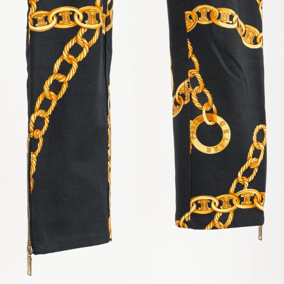 Celine SS/04 Black Chain-Motif Cotton Twill Skinny Pants - Picture 6 of 10